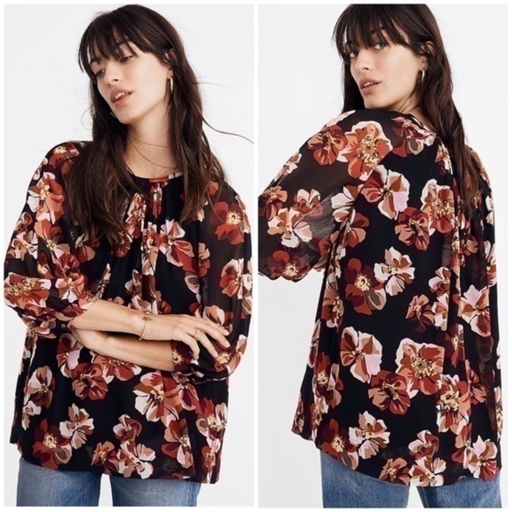 Madewell tie back bubble sleeves blouse top. Size XS. K0221